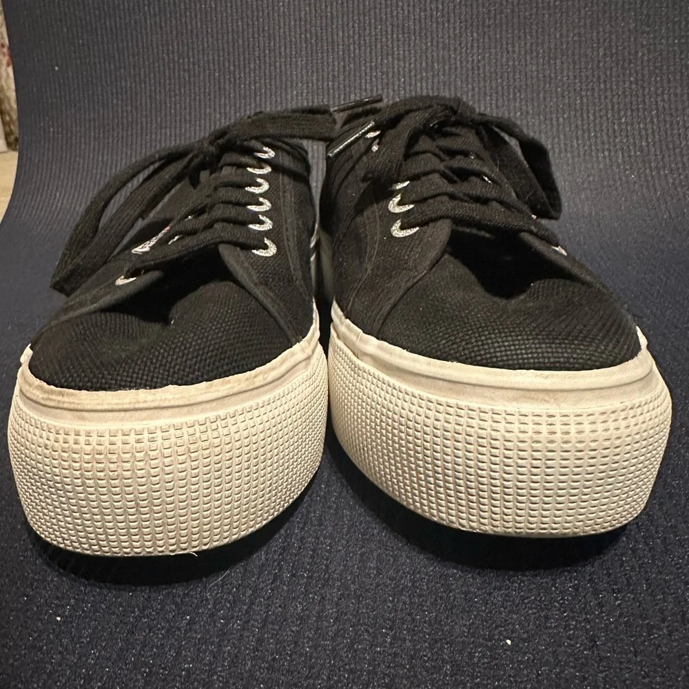 Women’s Superga 2790 Platform Sneakers Black Canvas - Picture 5 of 7
